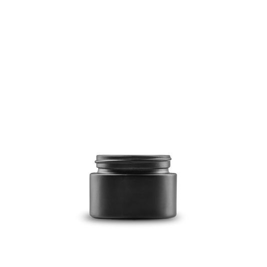 1 oz Black Frosted Glass Cylinder Low-Profile Jar 48-400 Neck Finish