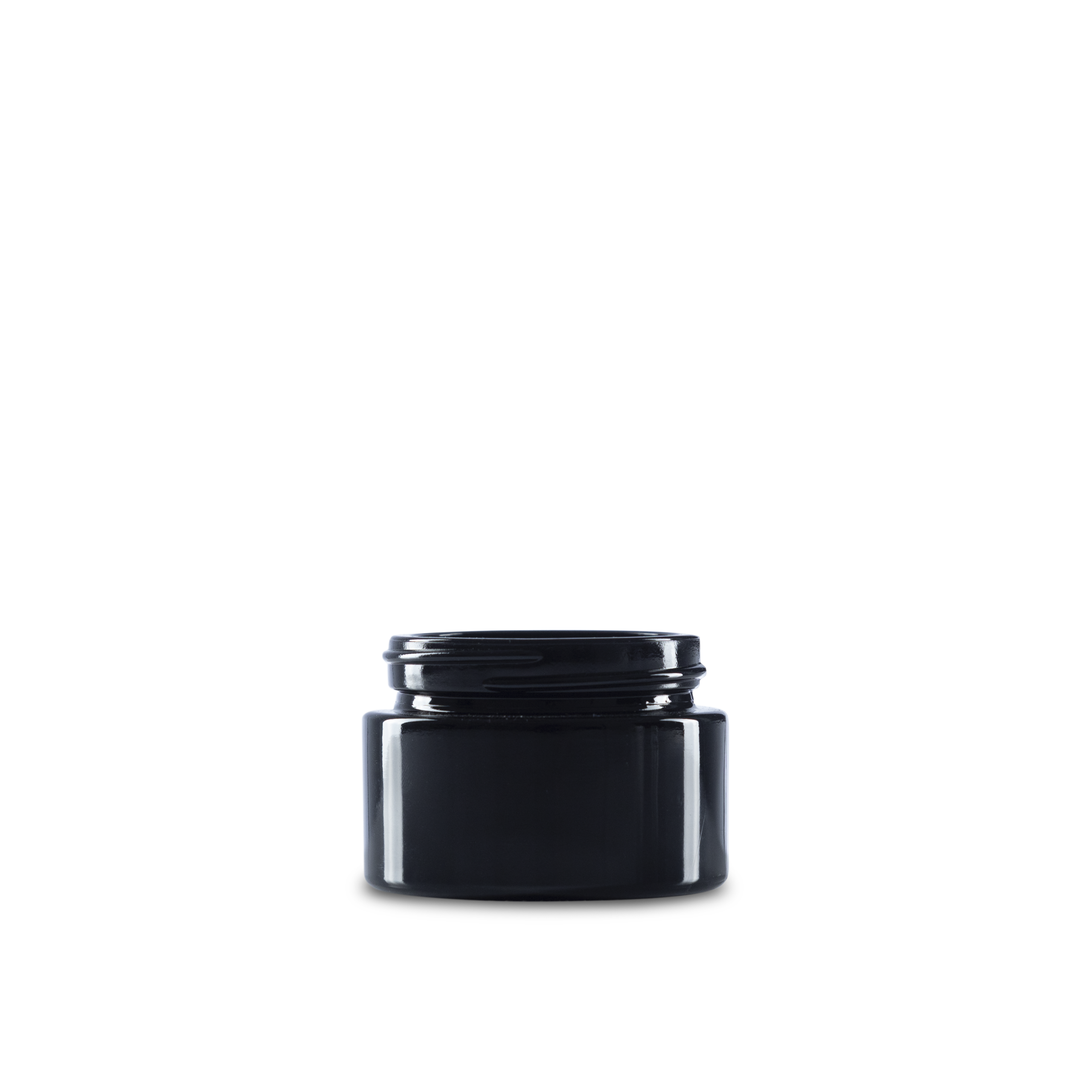 1 oz Black UV Glass Cylinder Low-Profile Jar 48-400 Neck Finish