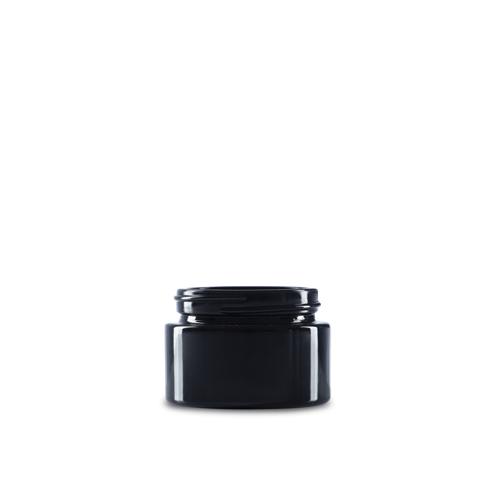 1 oz Black UV Glass Cylinder Low-Profile Jar 48-400 Neck Finish