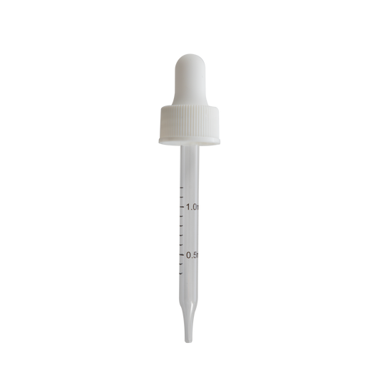 20-400 White Dropper With Rubber Bulb And Glass Pipette fits 2 oz