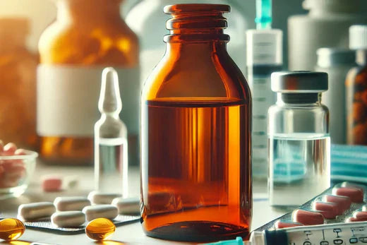 amber glass bottles used for pharmaceuticals