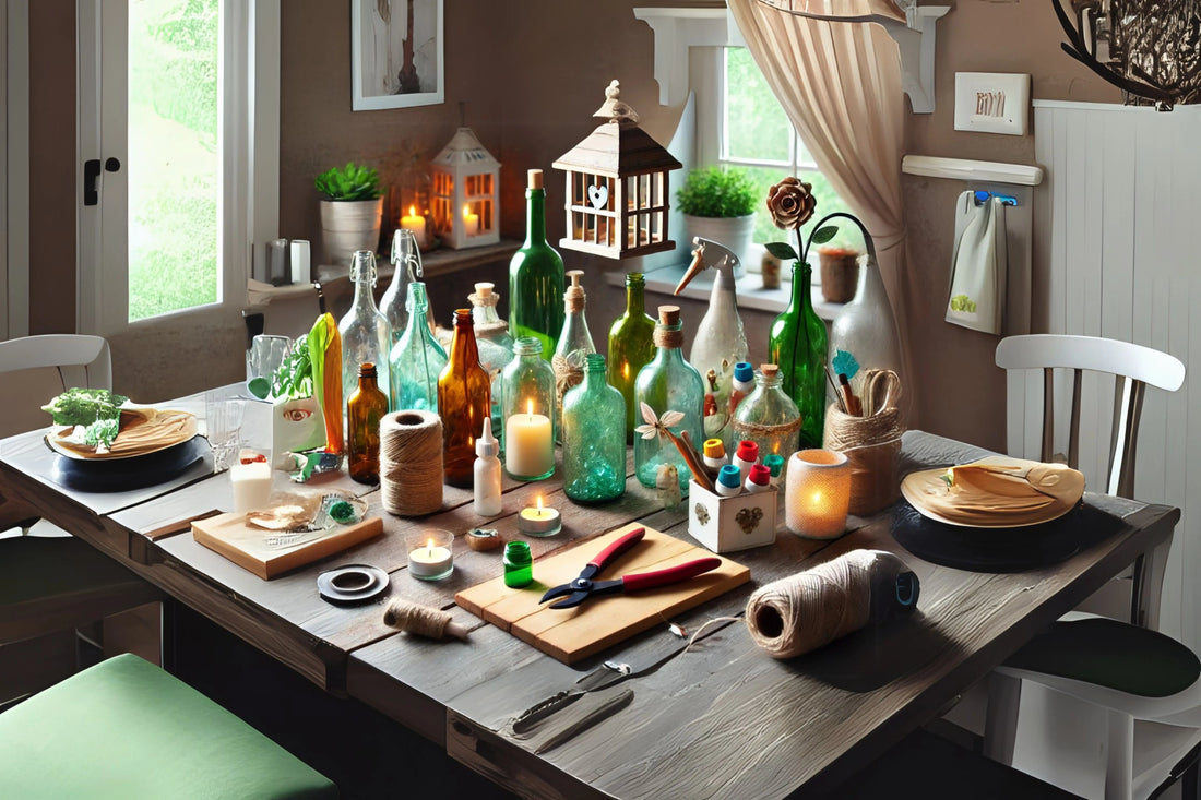reused bottles on the table with other tools