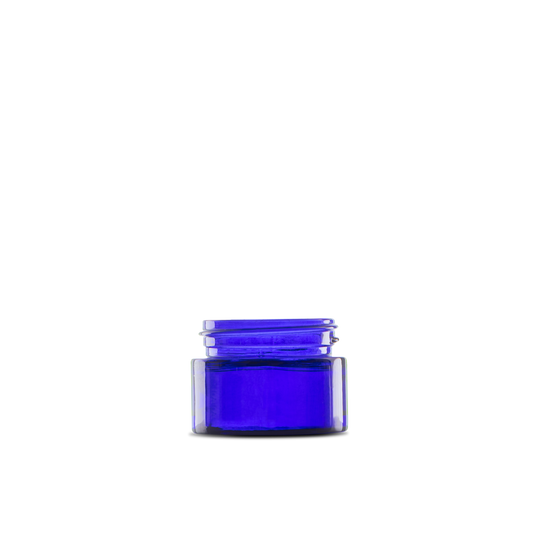 0.5 oz Blue Glass Cylinder Low-Profile Jar 41-400 Neck Finish - 24 Pack
