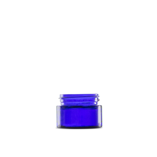 0.5 oz Blue Glass Cylinder Low-Profile Jar 41-400 Neck Finish