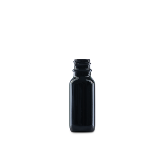 0.5 oz Black UV Glass Boston Round Bottle 18-400 Neck Finish - Sample