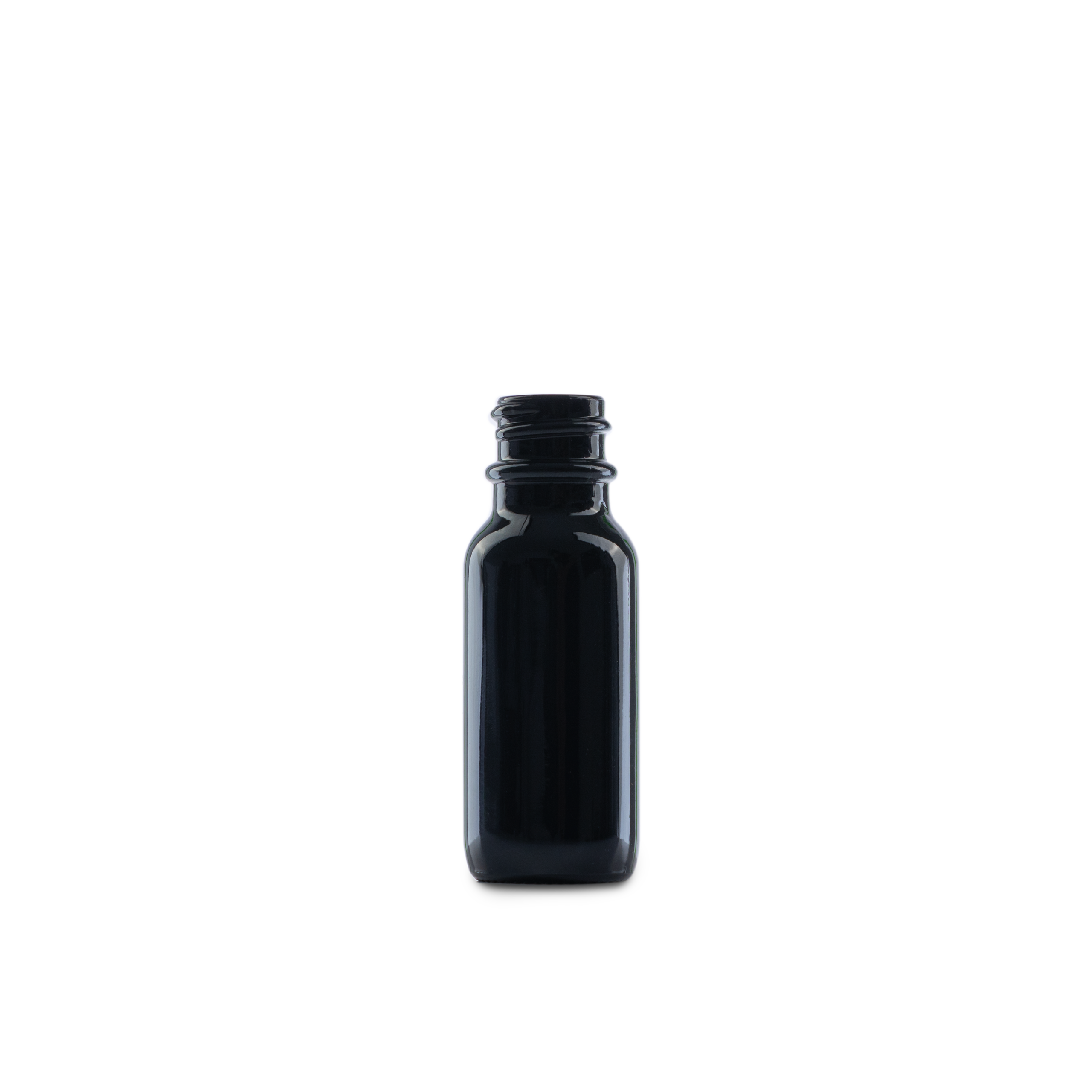 0.5 oz Black UV Glass Boston Round Bottle 18-400 Neck Finish - 24 Pack