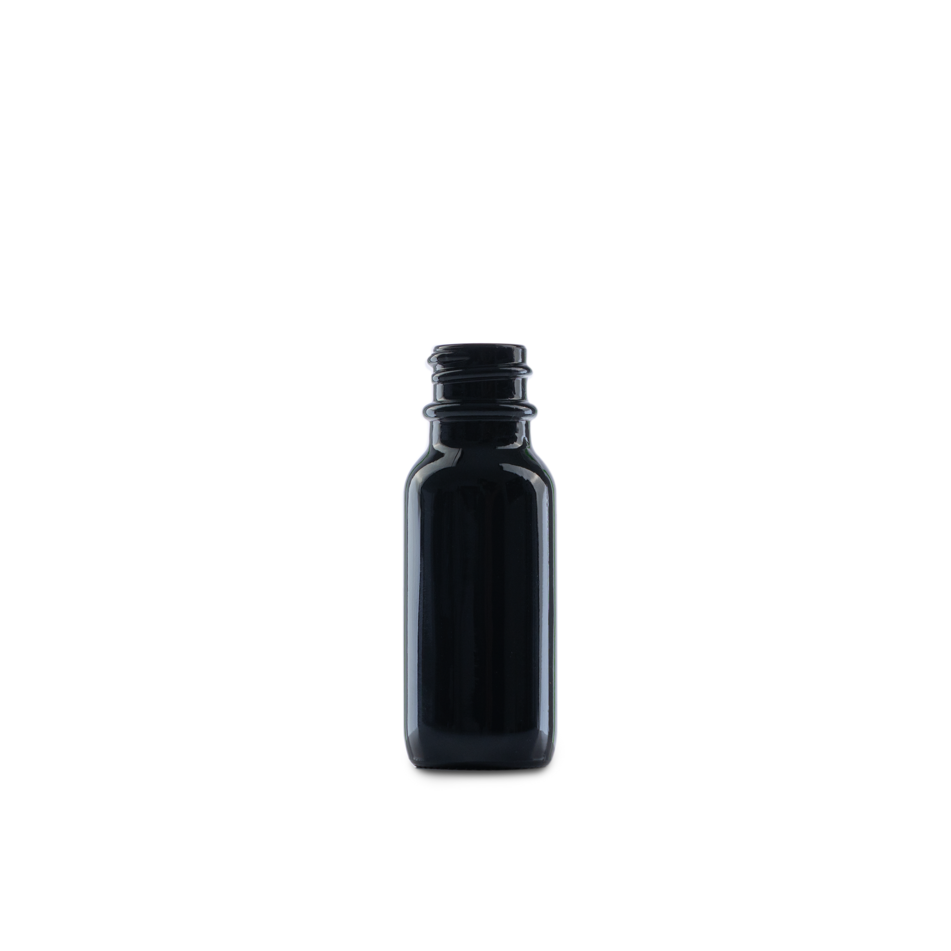 0.5 oz Black UV Glass Boston Round Bottle 18-400 Neck Finish - 24 Pack