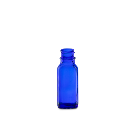 0.5 oz Blue Glass Boston Round Bottle 18-400 Neck Finish - Sample