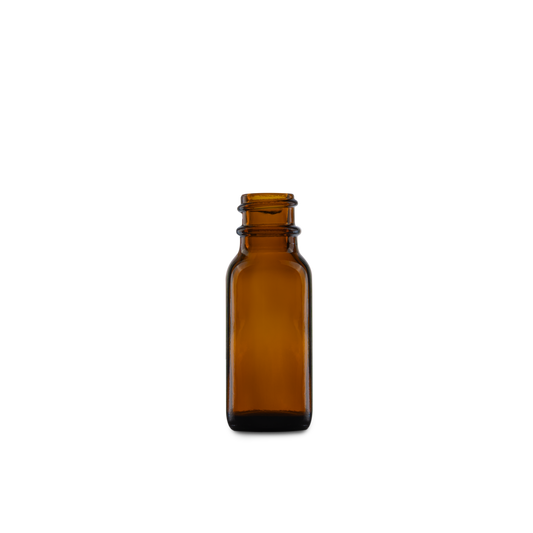 0.5 oz Amber Glass Boston Round Bottle 18-400 Neck Finish - 24 Pack