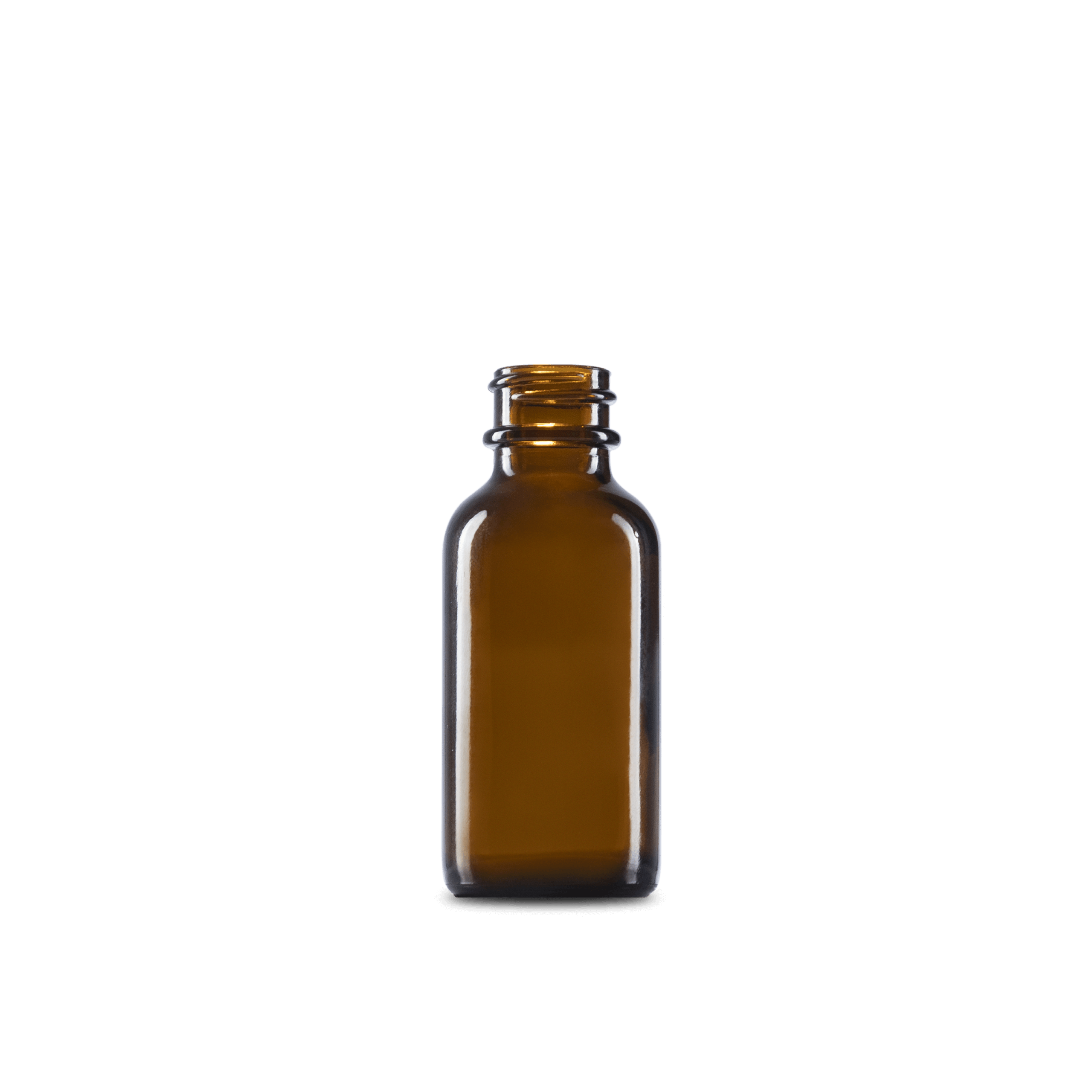 1 oz amber boston round glass bottle