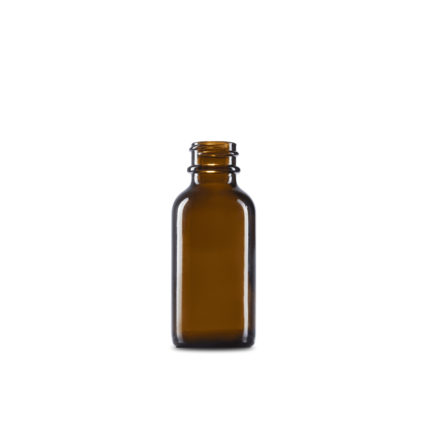 1 oz amber boston round glass bottle