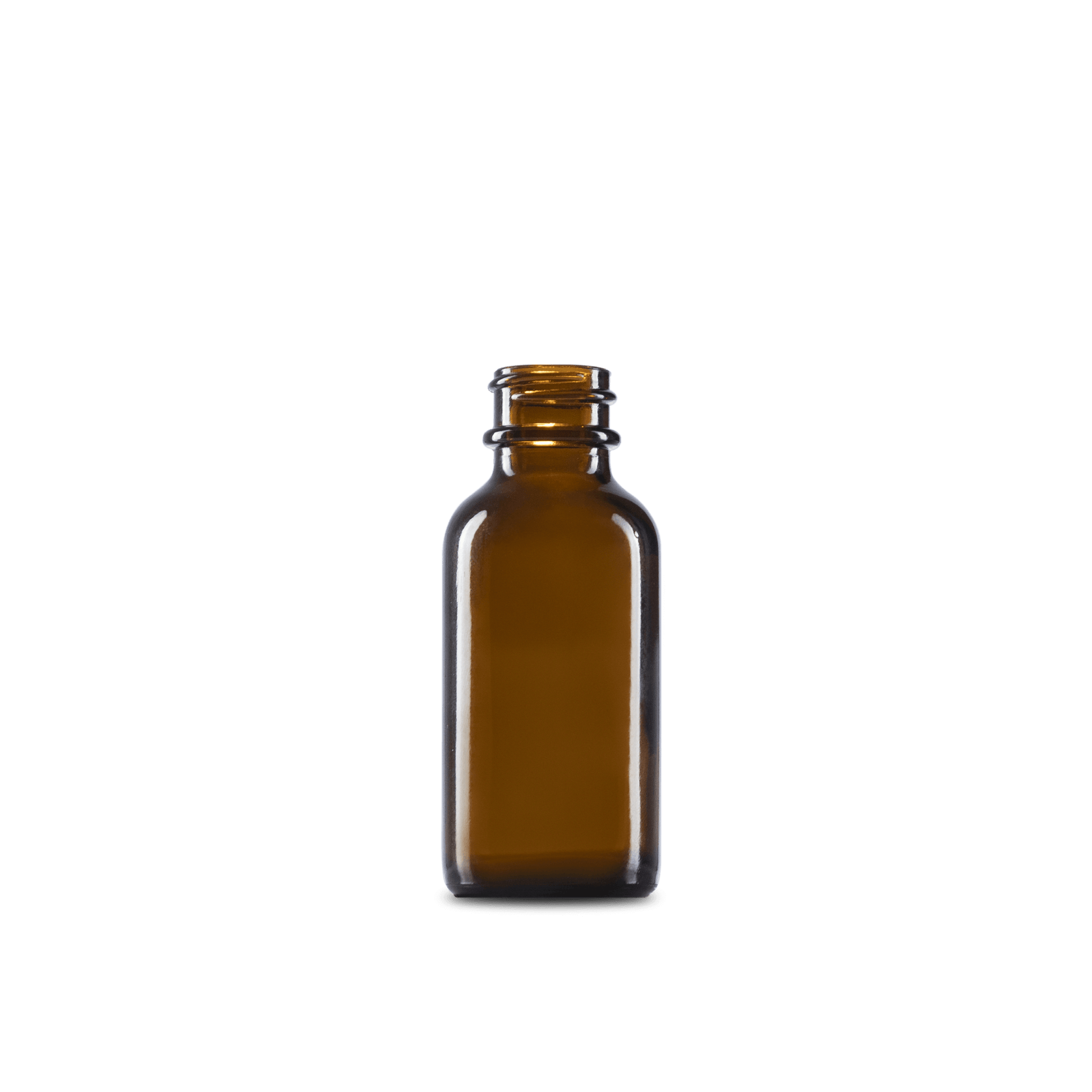 1 oz amber boston round glass bottle