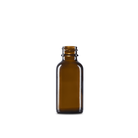 1 oz amber boston round glass bottle