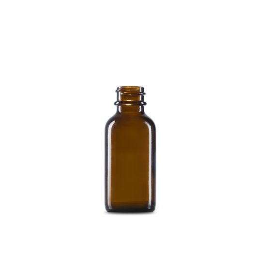 1 oz Amber Glass Boston Round Bottle 20-400 Neck Finish - Sample