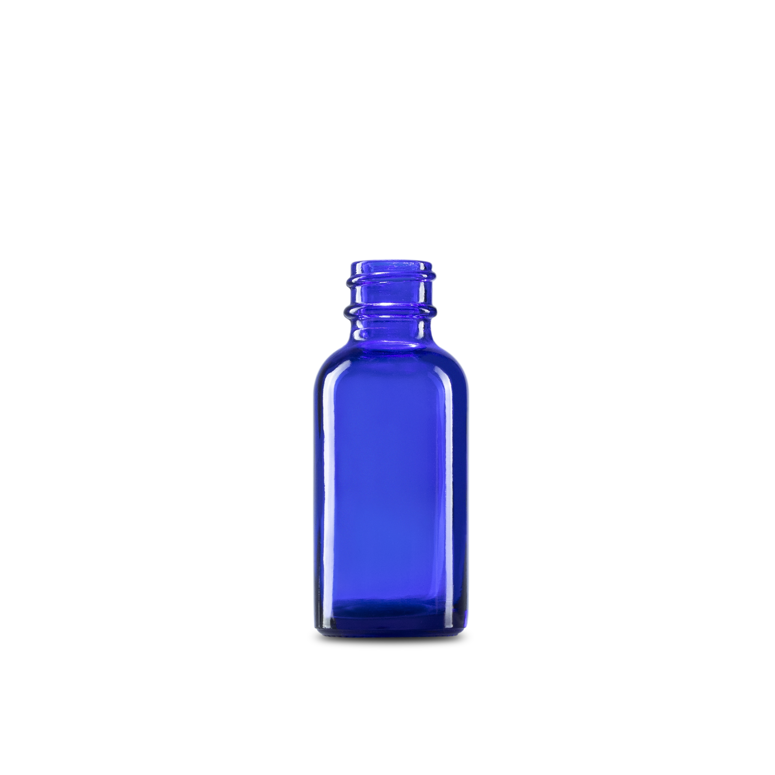 1 oz Blue Glass Boston Round Bottle 20-400 Neck Finish - Sample