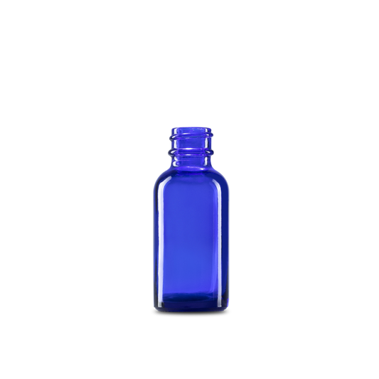 1 oz Blue Glass Boston Round Bottle 20-400 Neck Finish - Sample