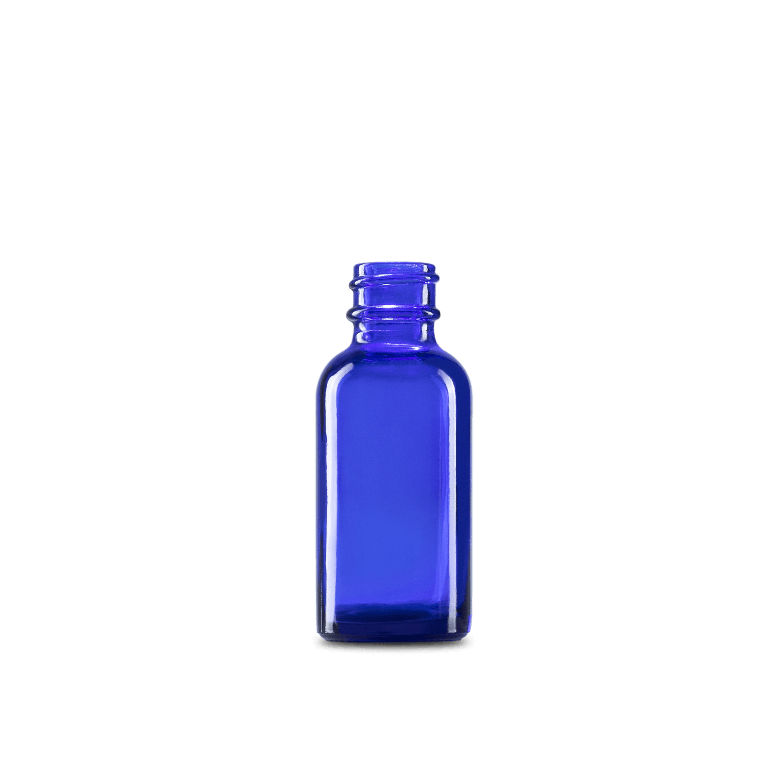 1 oz blue boston round glass bottle