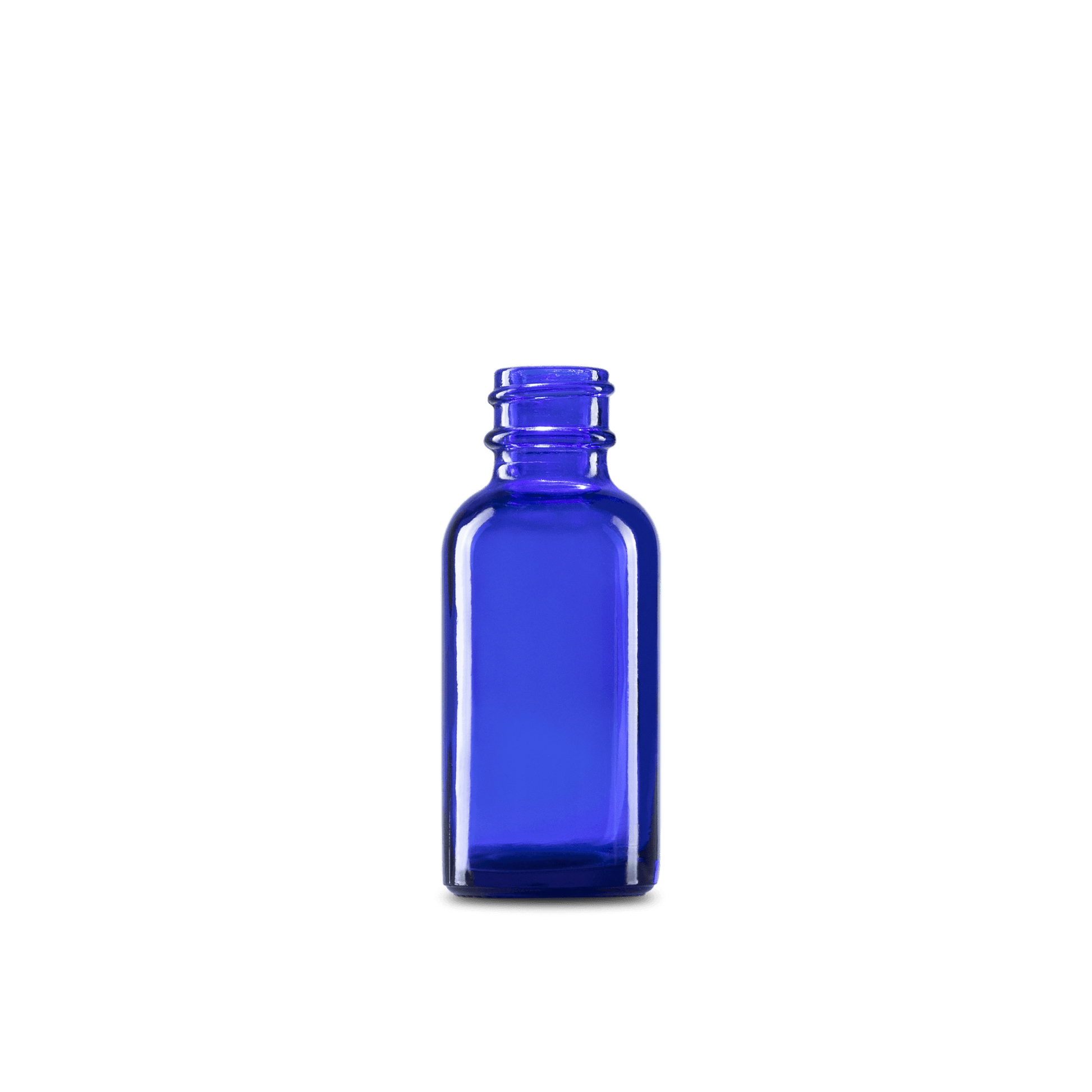 1 oz blue boston round glass bottle