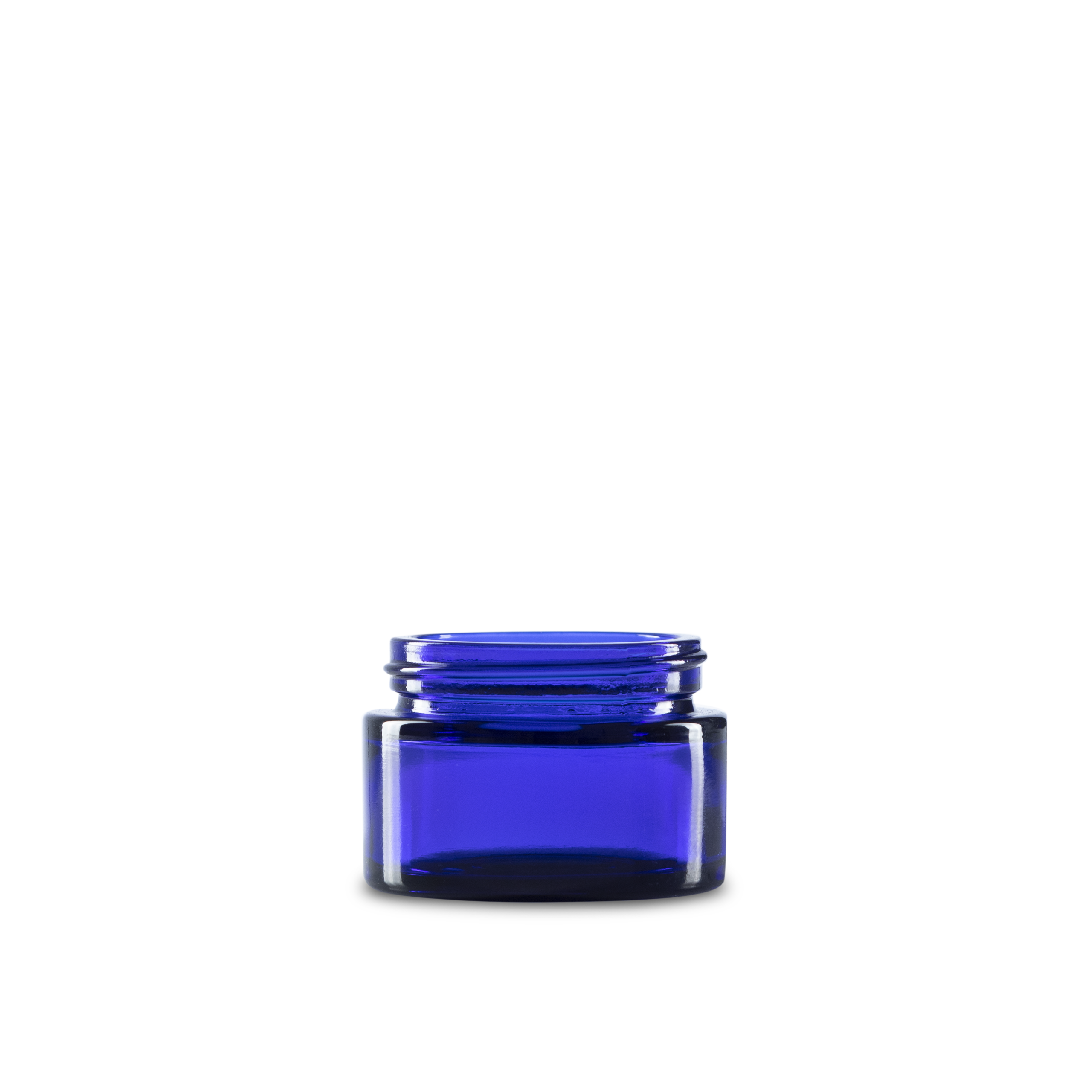 1 oz Blue Glass Cylinder Low-Profile Jar 48-400 Neck Finish - 24 Pack