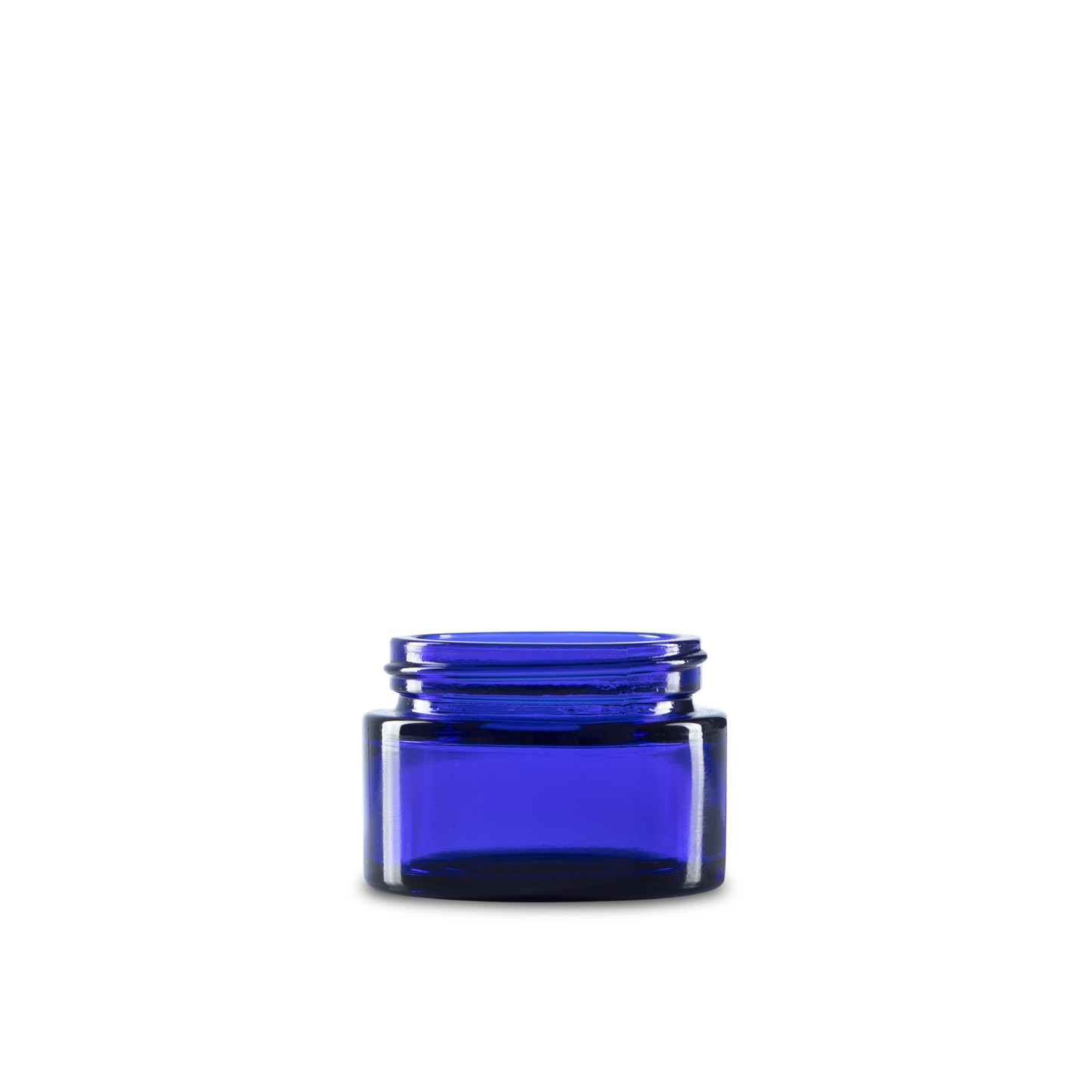 1 oz Blue Glass Cylinder Low-Profile Jar 48-400 Neck Finish - 24 Pack