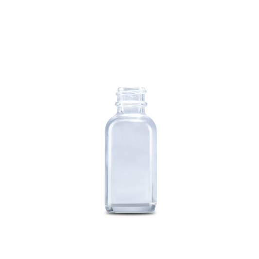 1 oz Clear Glass Boston Round Bottle 20-400 Neck Finish - 24 Pack