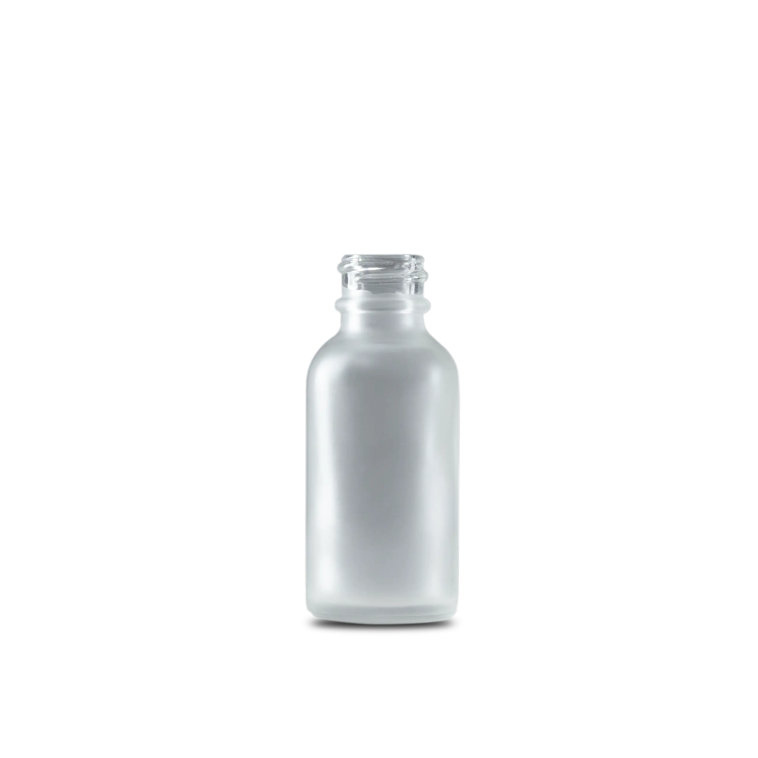 1 oz Clear Frosted Glass Boston Round Bottle 20-400 Neck Finish