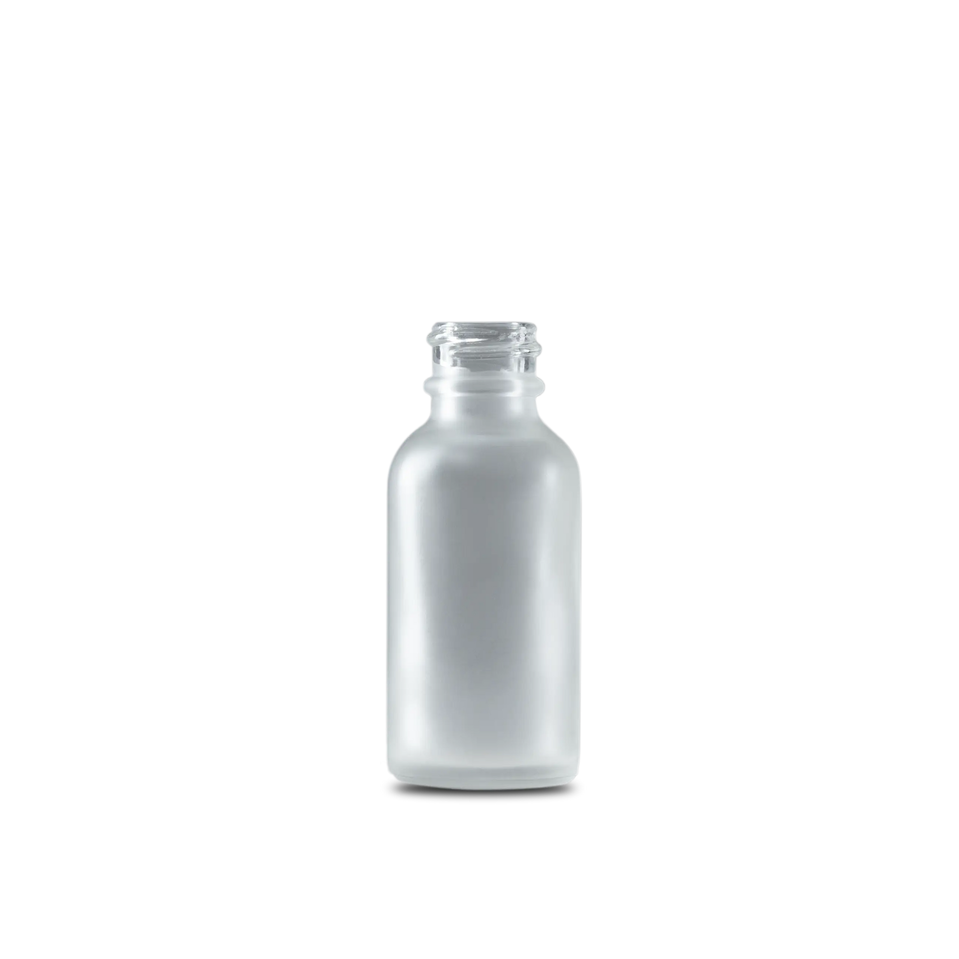 1 oz Clear Frosted Glass Boston Round Bottle 20-400 Neck Finish