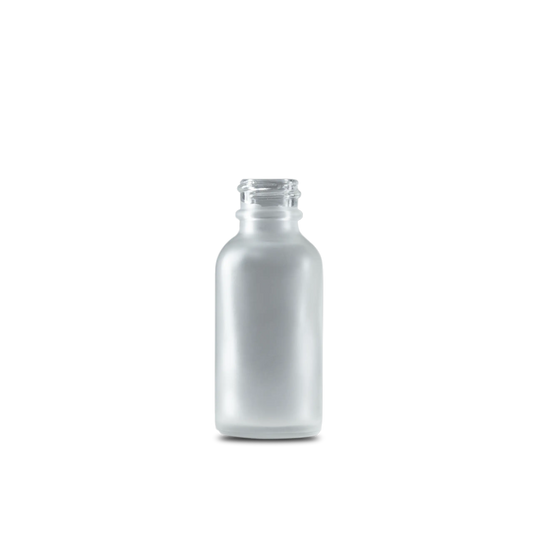 1 oz Clear Frosted Glass Boston Round Bottle 20-400 Neck Finish