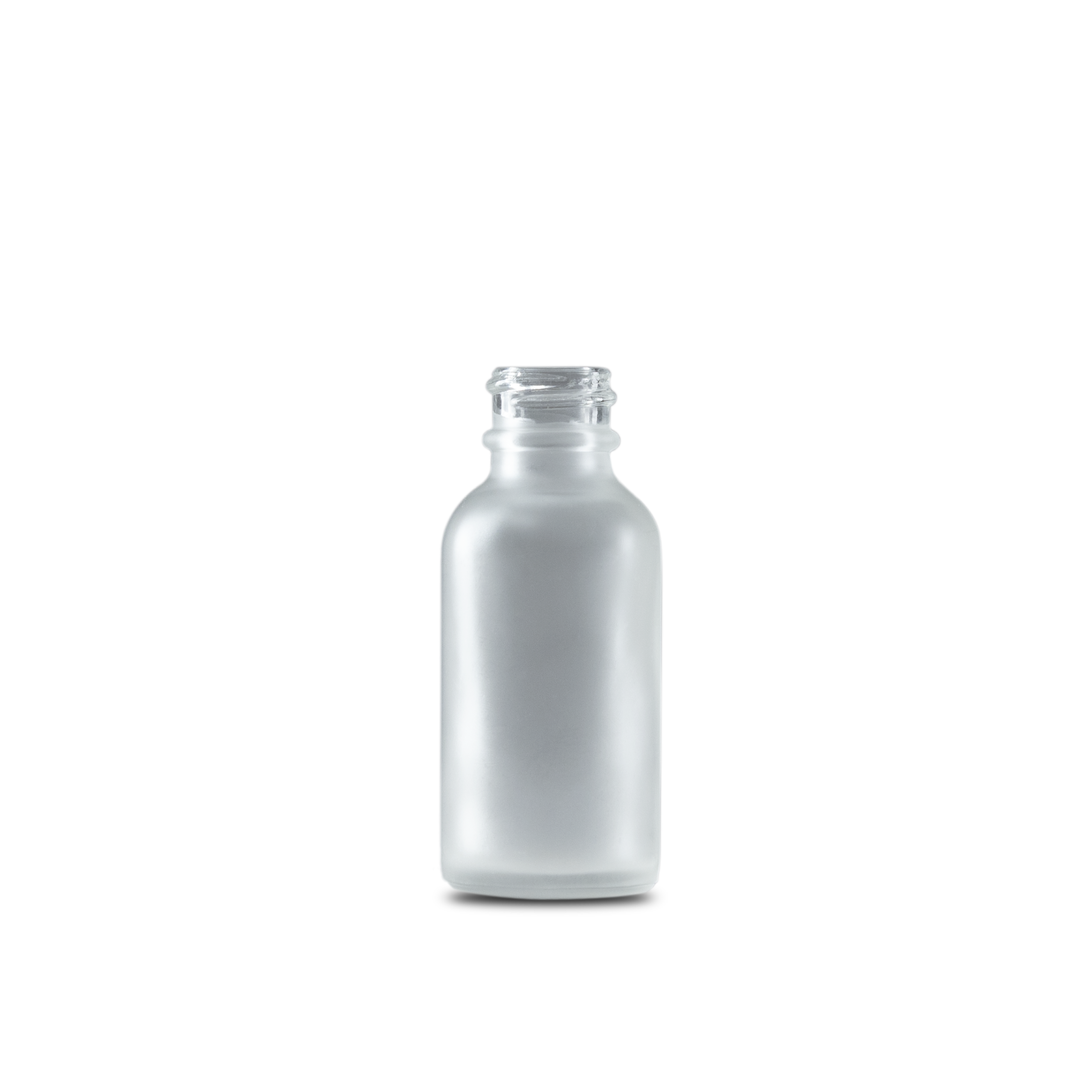 1 oz Clear Frosted Glass Boston Round Bottle 20-400 Neck Finish - 24 Pack