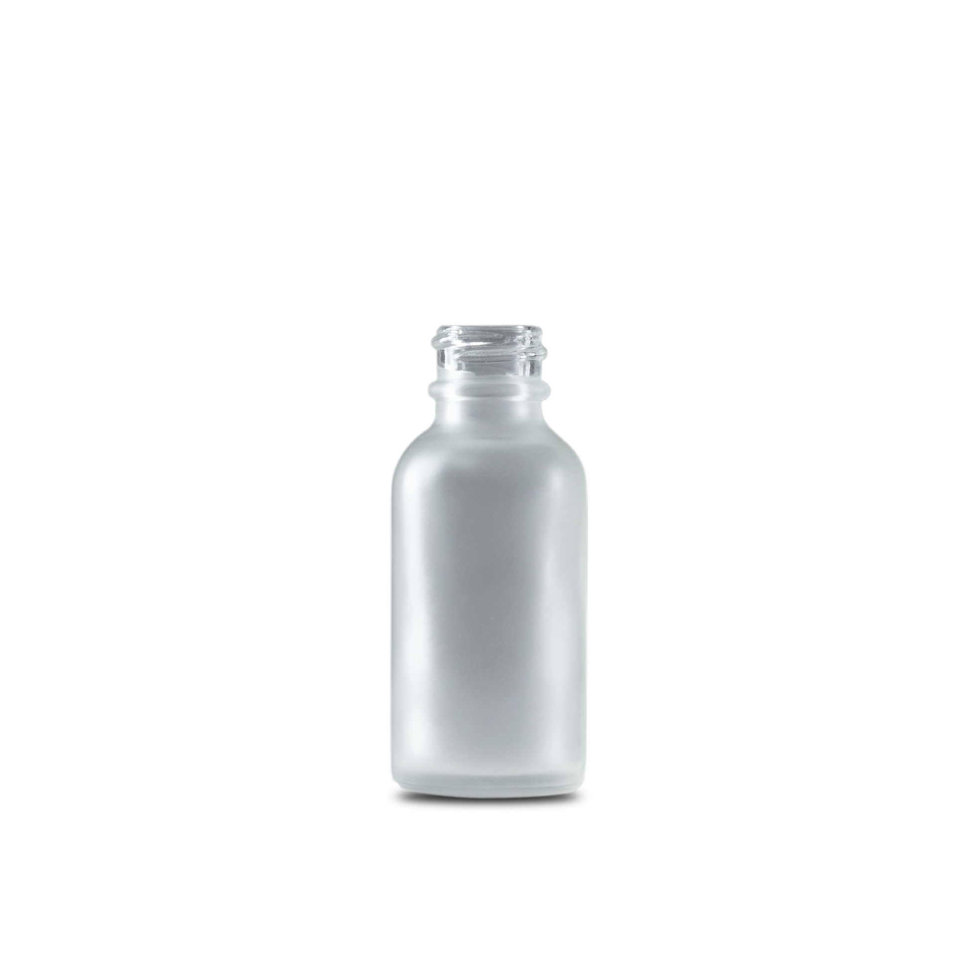 1 oz Clear Frosted Glass Boston Round Bottle 20-400 Neck Finish - 24 Pack