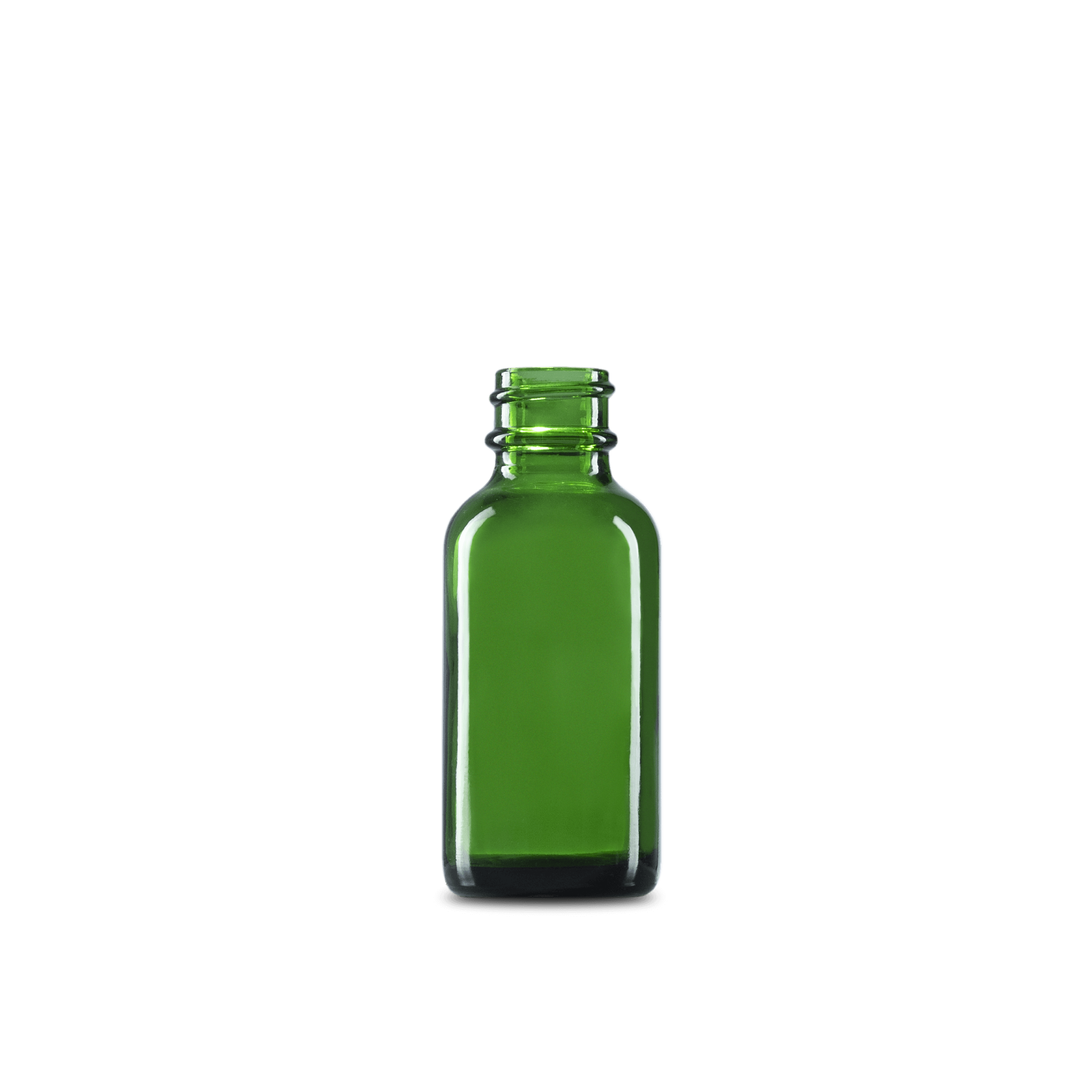 1 oz Green Glass Boston Round Bottle 20-400 Neck Finish - 24 Pack