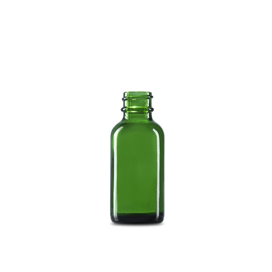 1 oz Green Glass Boston Round Bottle 20-400 Neck Finish - Sample