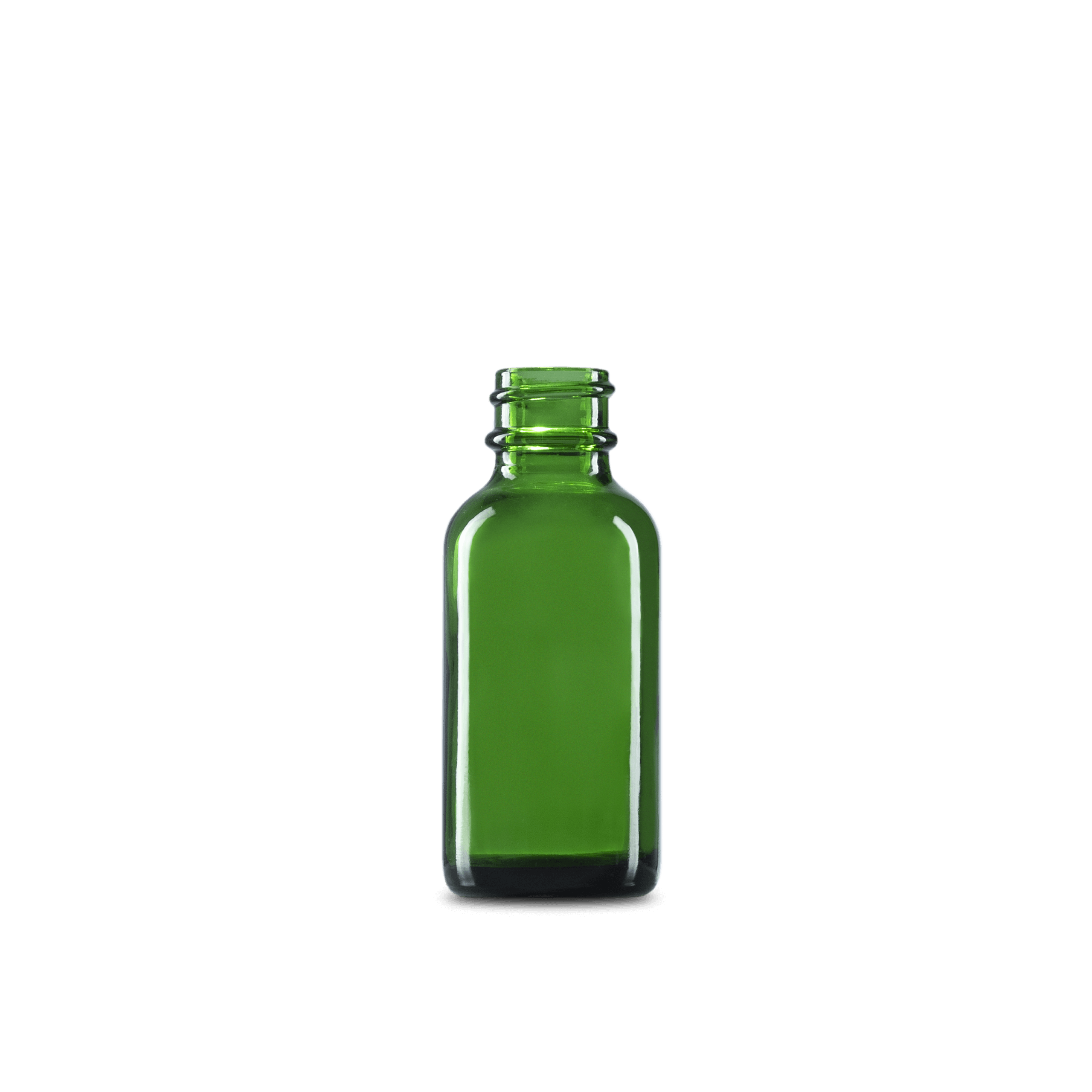 1 oz green boston round glass bottle