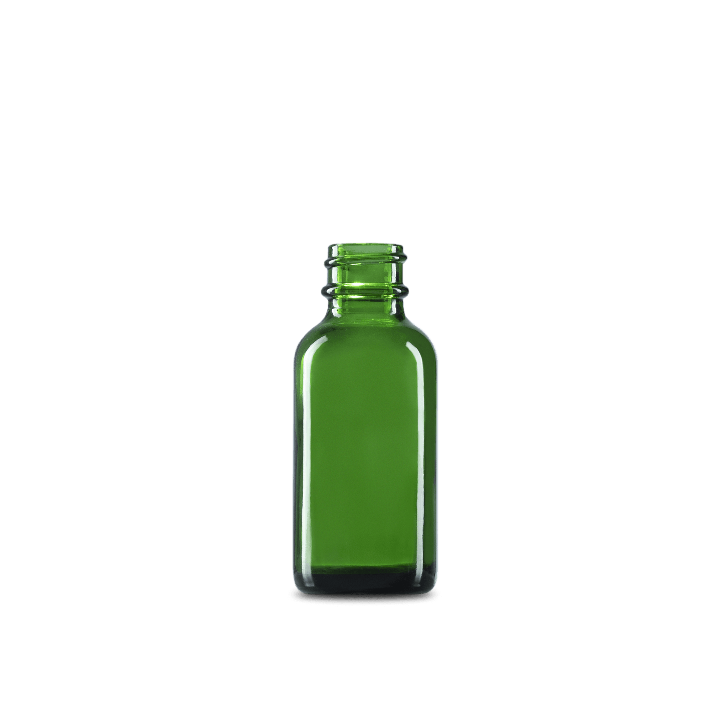 1 oz green boston round glass bottle