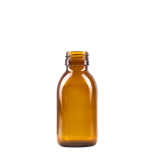 100 ml Amber Glass Syrup Bottle DIN 28 Neck Finish