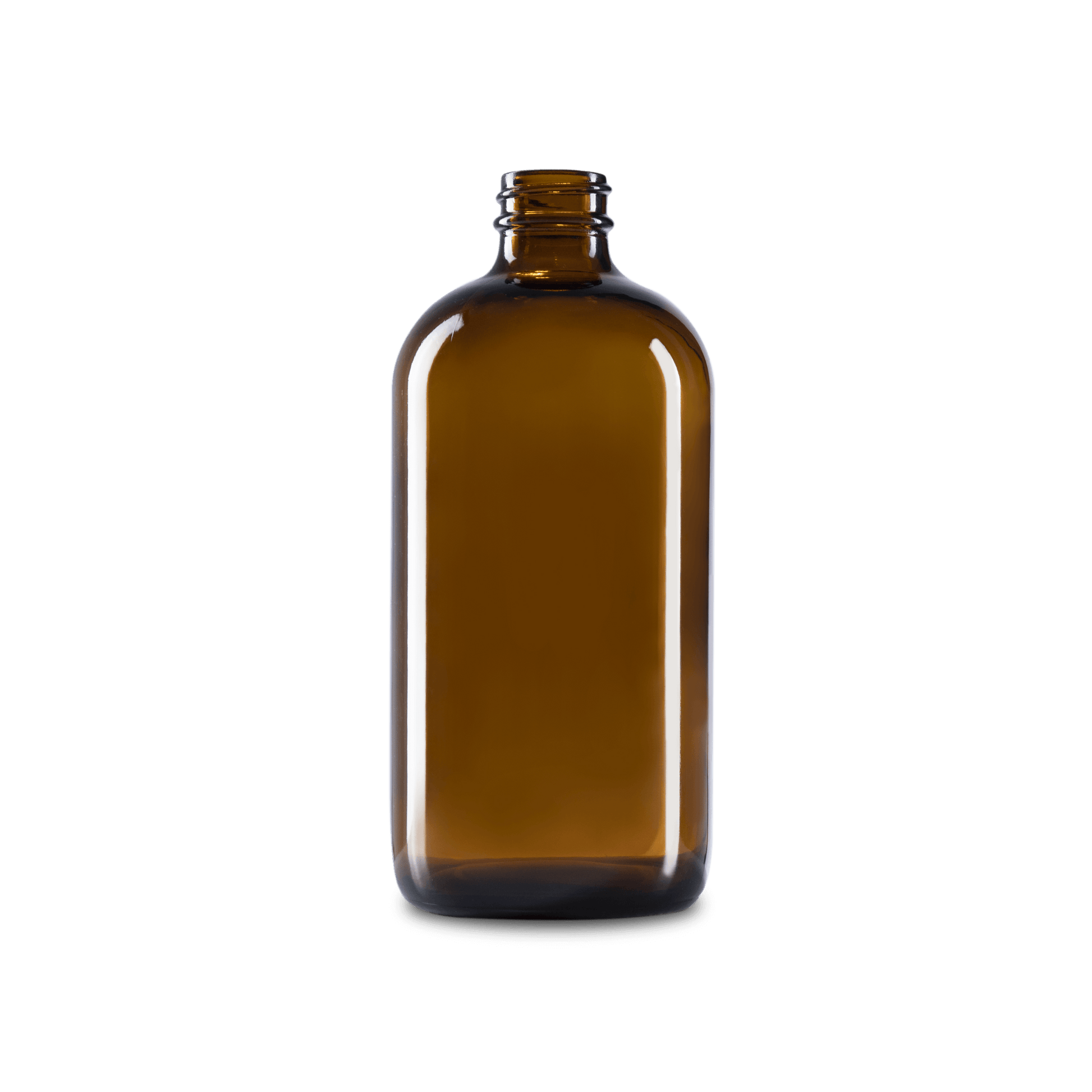 16 oz amber boston round glass bottle