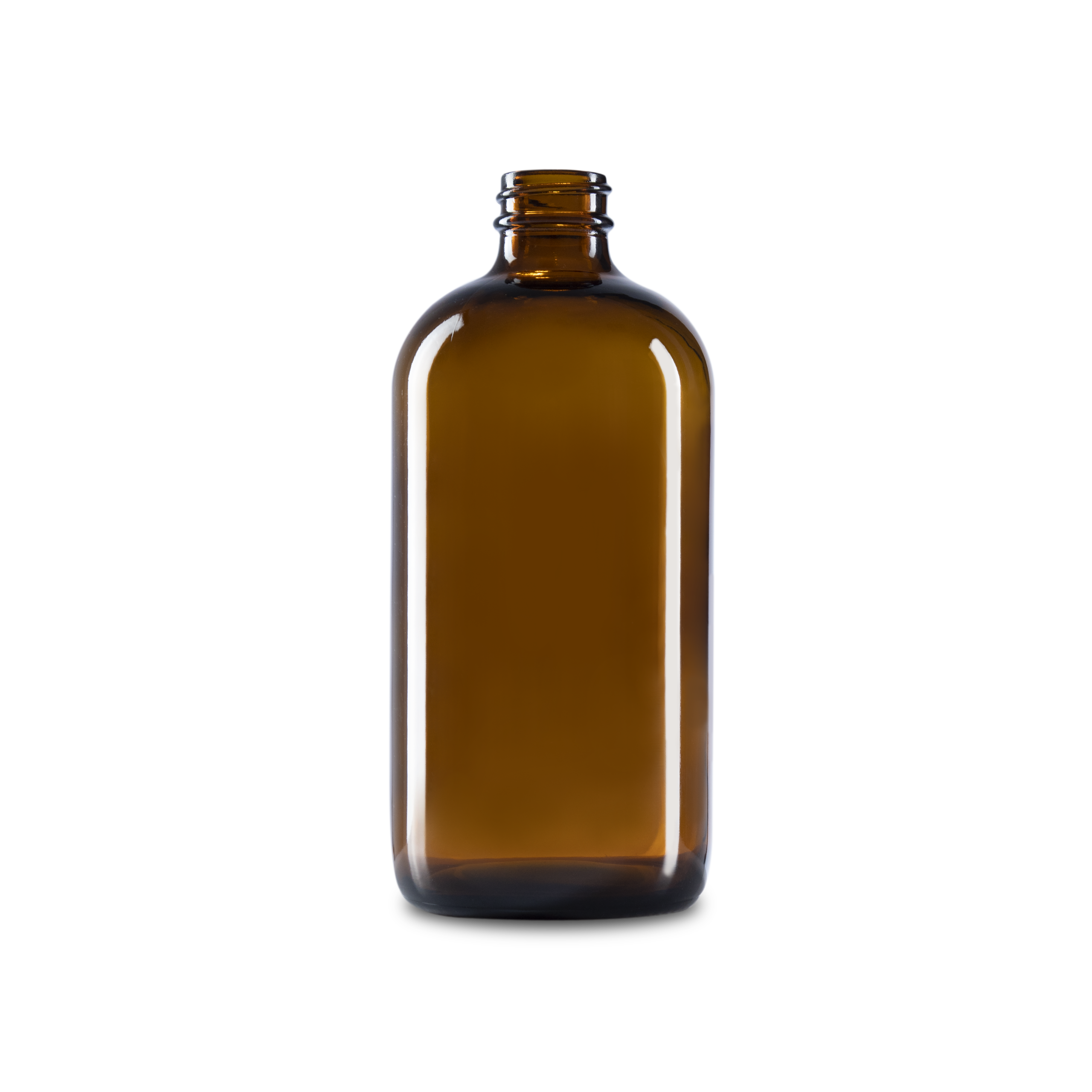 16 oz Amber Glass Boston Round Bottle 28-400 Neck Finish - Sample