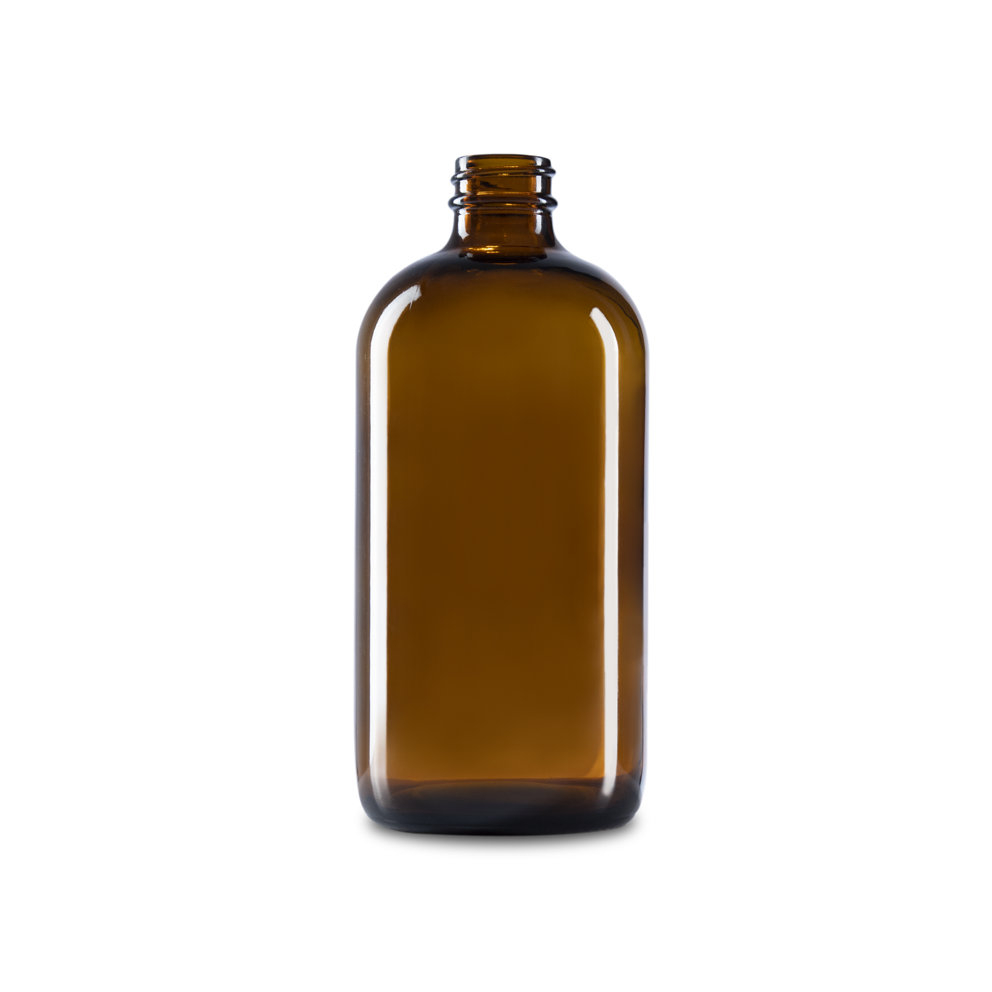 16 oz Amber Glass Boston Round Bottle 28-400 Neck Finish - Sample