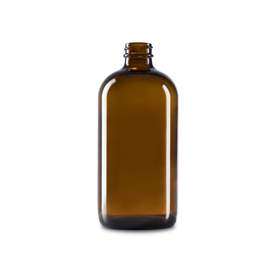 16 oz Amber Glass Boston Round Bottle 28-400 Neck Finish - Sample