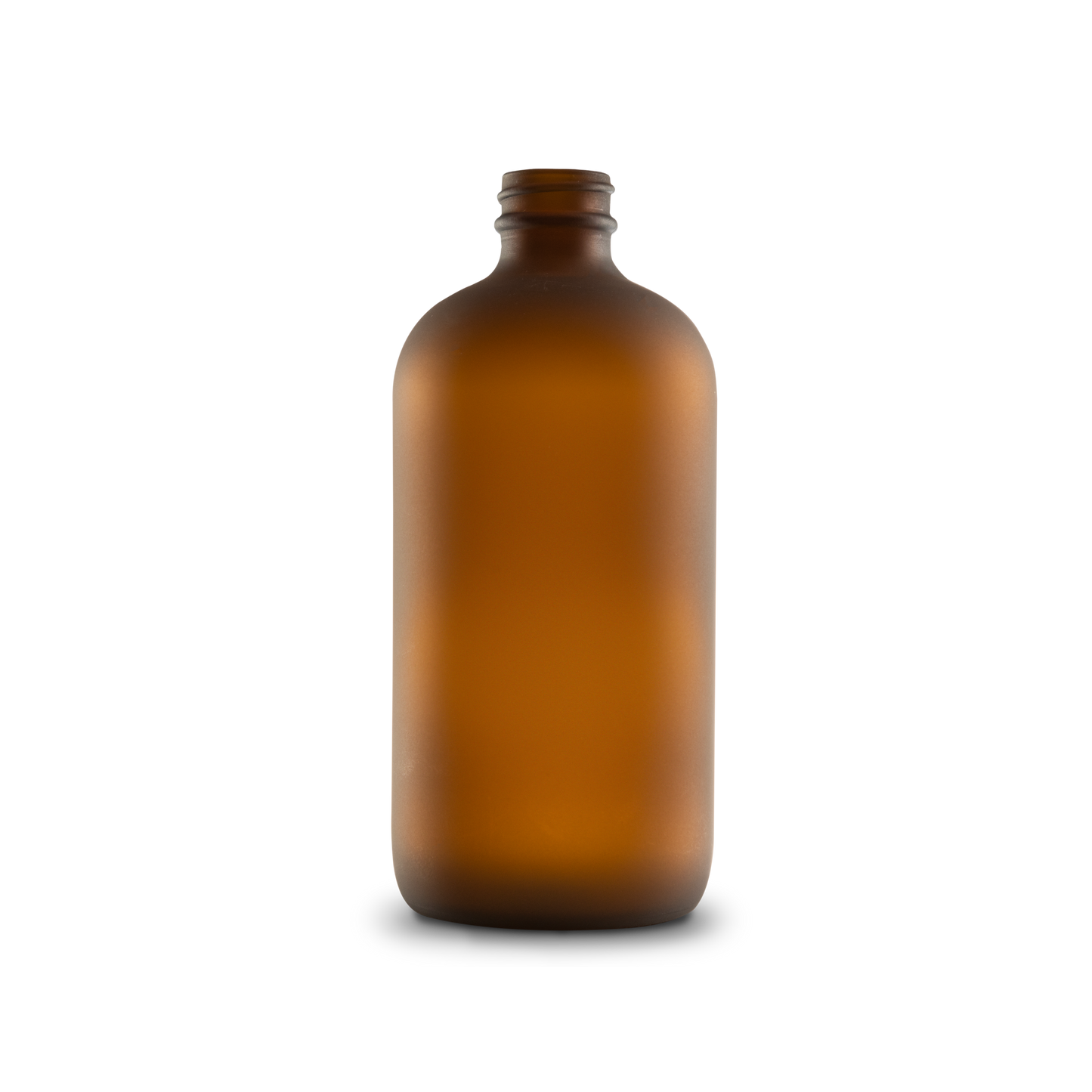 16 oz Amber Frosted Glass Boston Round Bottle 28-400 Neck Finish - Sample