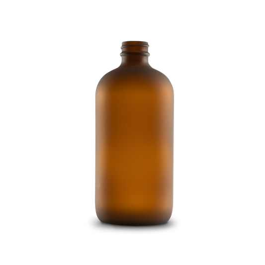 16 oz Amber Frosted Glass Boston Round Bottle 28-400 Neck Finish - Sample