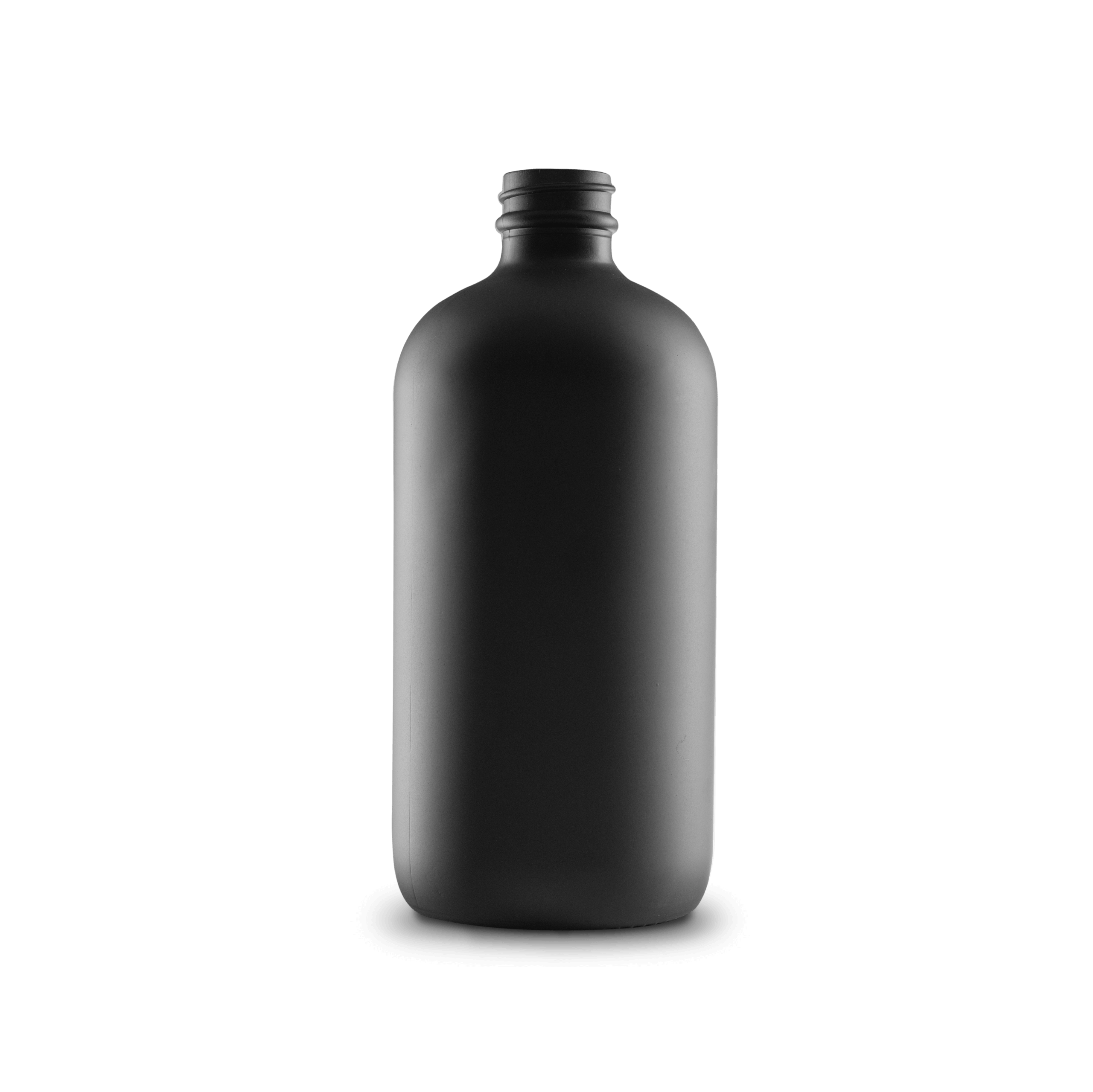 16 oz Black Frosted Glass Boston Round Bottle 28-400 Neck Finish - 6 Pack