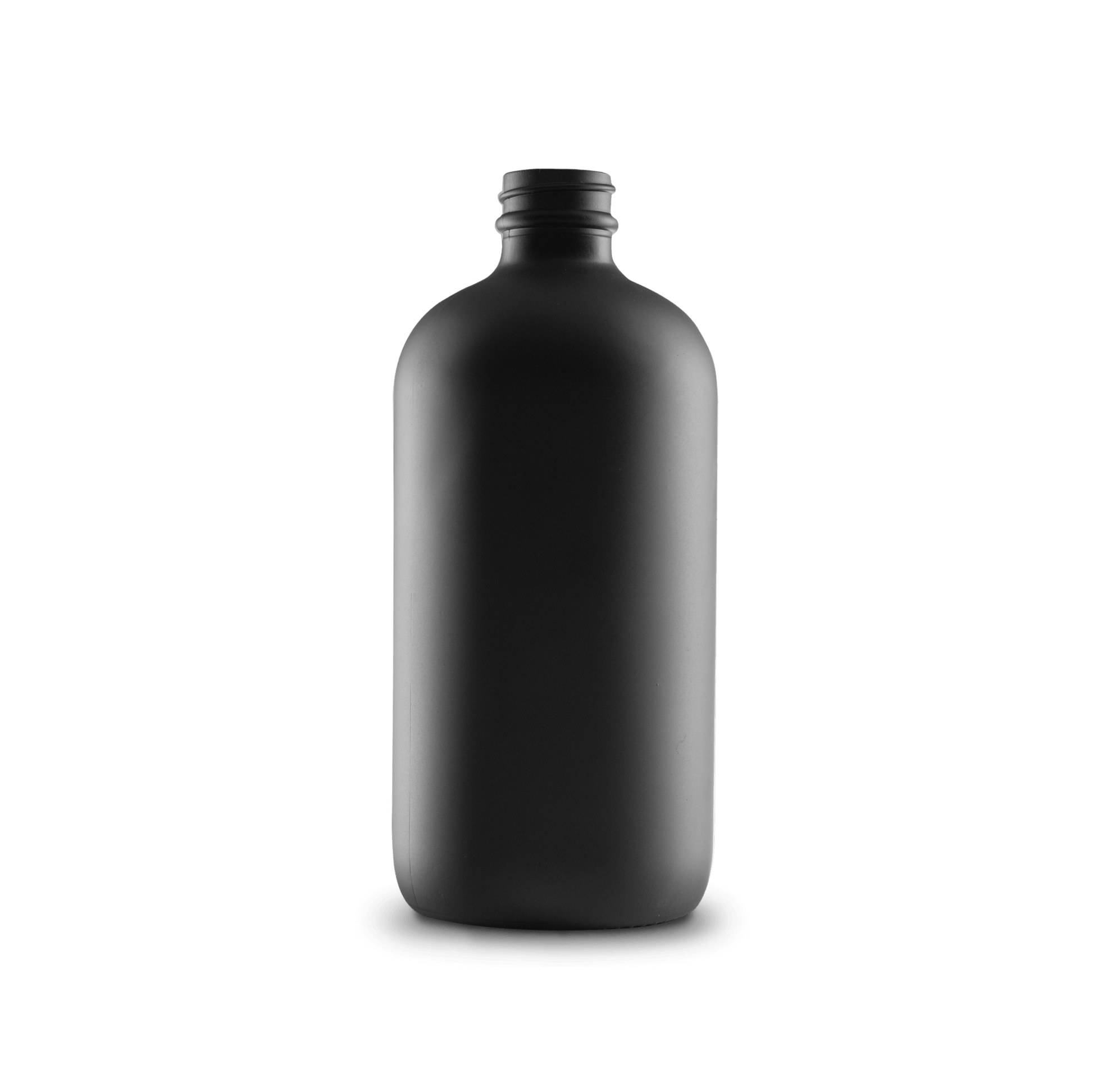 16 oz Black Frosted Glass Boston Round Bottle 28-400 Neck Finish - 6 Pack
