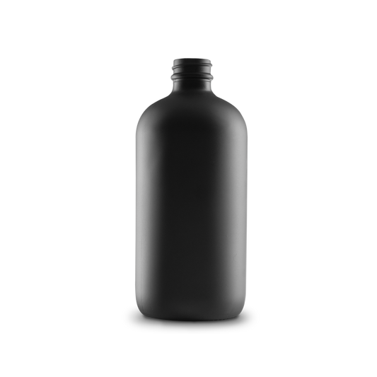 16 oz Black Frosted Glass Boston Round Bottle 28-400 Neck Finish - Sample