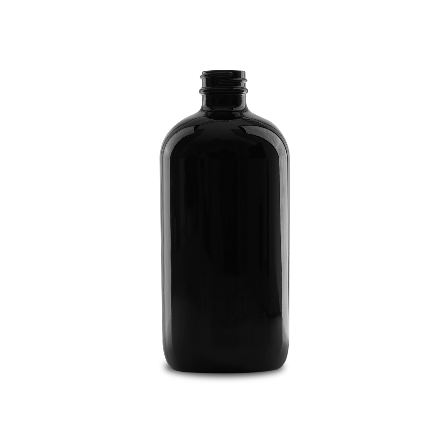 16 oz Black UV Glass Boston Round Bottle 28-400 Neck Finish