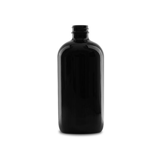 16 oz Black UV Glass Boston Round Bottle 28-400 Neck Finish