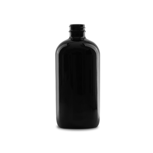 16 oz Black UV Glass Boston Round Bottle 28-400 Neck Finish
