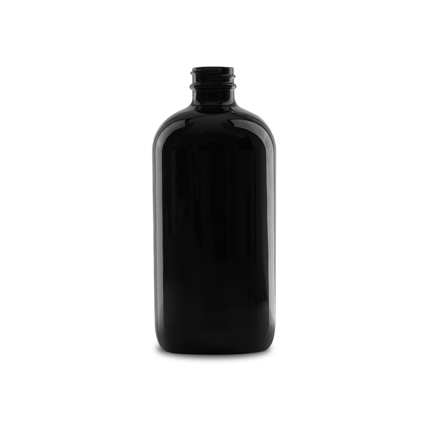 16 oz Black UV Glass Boston Round Bottle 28-400 Neck Finish - 6 Pack