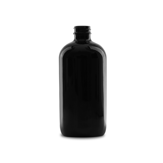 16 oz Black UV Glass Boston Round Bottle 28-400 Neck Finish - 6 Pack