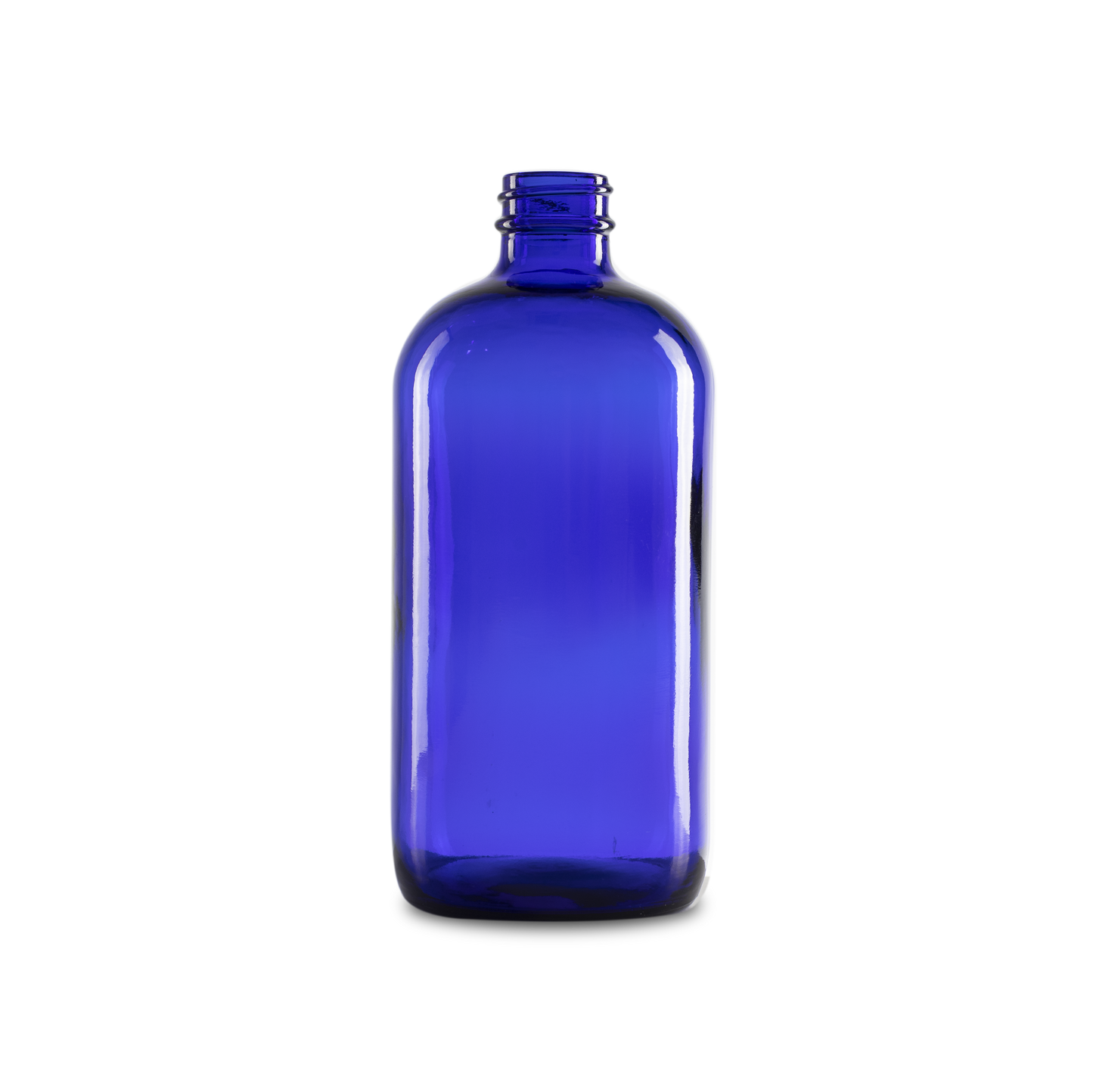 16 oz Blue Glass Boston Round Bottle 28-400 Neck Finish - Sample